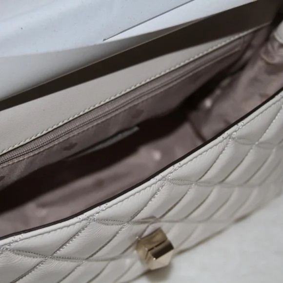 Kate Spade Quilted Crinkled Patent Leather Medium Flap Shoulder Bag, Parchment - Picture 7 of 8